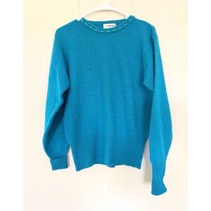 Vintage YarnWorks Beaded Lambswool Angora Knit Sweater S Old Money GrannieCore